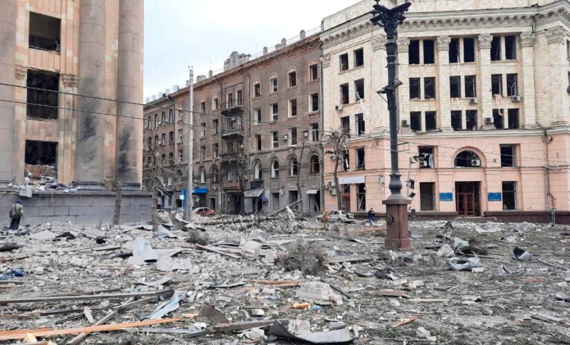 Ukraine-Russia war: CCTV shows missile strike on government building in Kharkiv