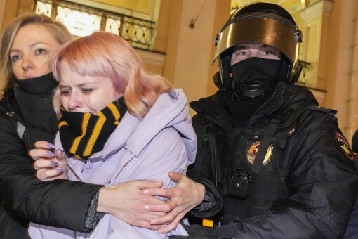 Russian children among thousands of anti-war protesters detained by police