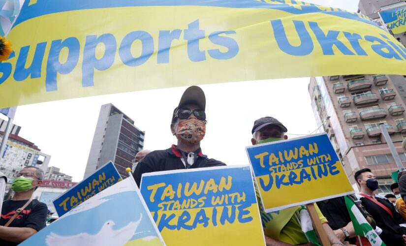 Taiwanese protesters show solidarity with Ukraine