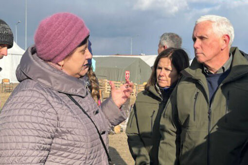 Pence meets with refugees during visit to Ukraine border with Poland