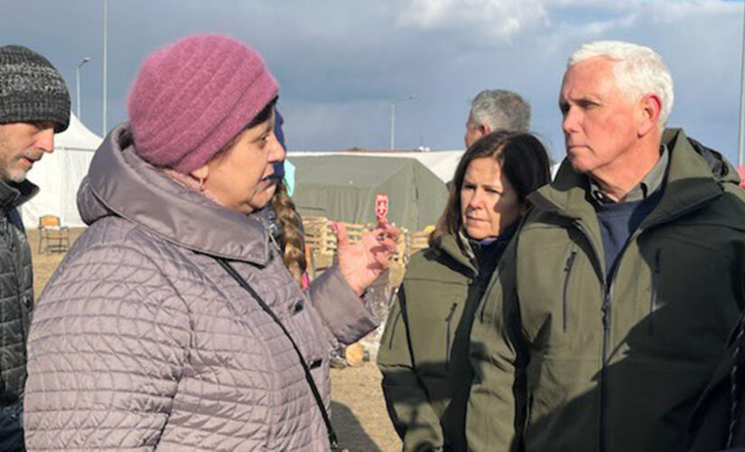 Pence meets with refugees during visit to Ukraine border with Poland