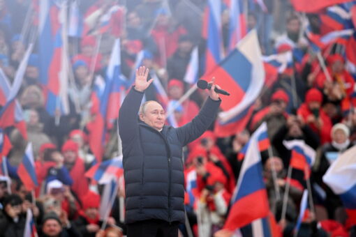 Putin appears at huge pro-war rally as Russian troops continue attack on Ukraine
