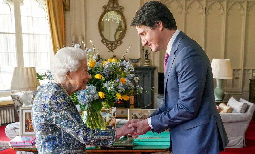 Queen Elizabeth II talks with Justin Trudeau, first in-person meeting since battling COVID