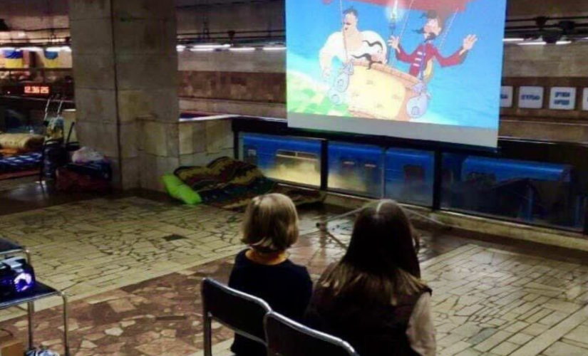 Ukraine government showing movies to residents sheltering in Kyiv metro stations