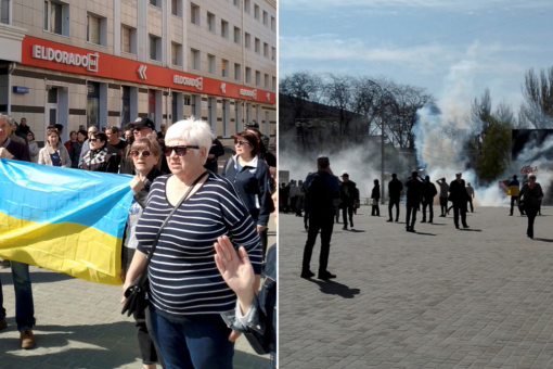 Russian troops in Kherson break up pro-Ukraine rally with tear gas, stun grenades: report