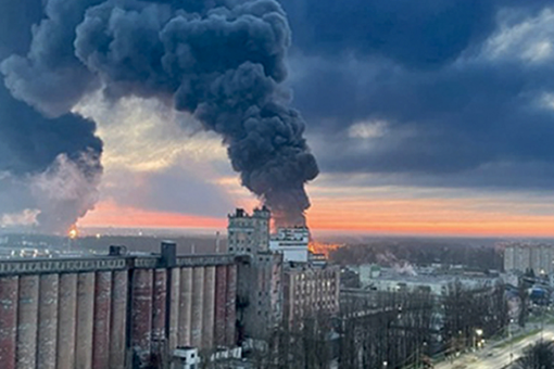 Dramatic images emerge of Russia oil depot fire near Ukraine border
