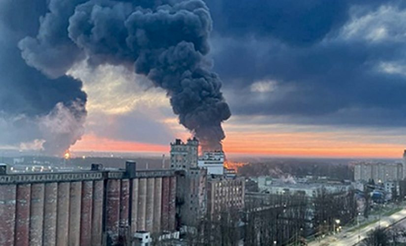 Dramatic images emerge of Russia oil depot fire near Ukraine border