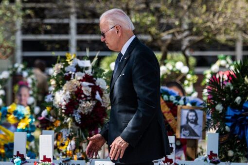 Bidens pay respects in Uvalde after mass school shooting