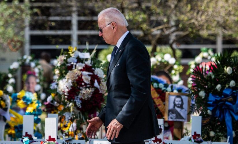 Bidens pay respects in Uvalde after mass school shooting