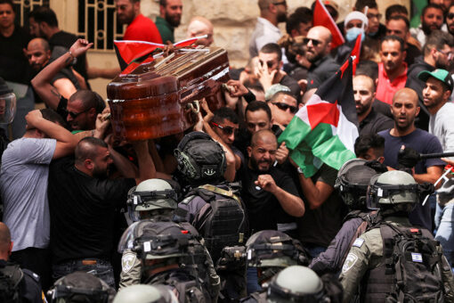 Israeli police clash with mourners carrying casket of Al Jazeera journalist Shireen Abu Akleh