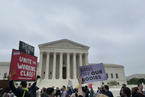 Demonstrators outside the Supreme Court sound off on leaked Roe v. Wade draft decision