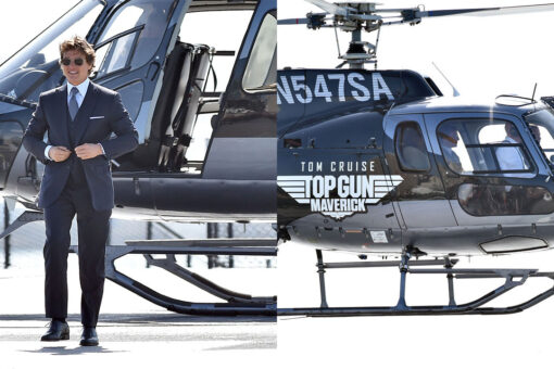 ‘Top Gun: Maverick’ star Tom Cruise arrives via helicopter to premiere