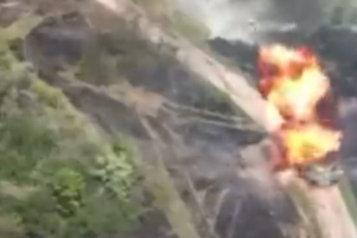 Ukrainian military video shows Russian tank destroyed by grenade launcher