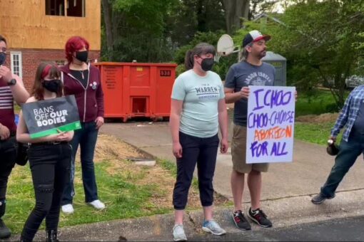 Small groups of protesters show up at Supreme Court justices’ homes to push for Roe v. Wade