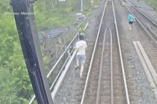 Two Young People Trespassing a Rail Bridge in Toronto Come Within Seconds Of Serious Injury