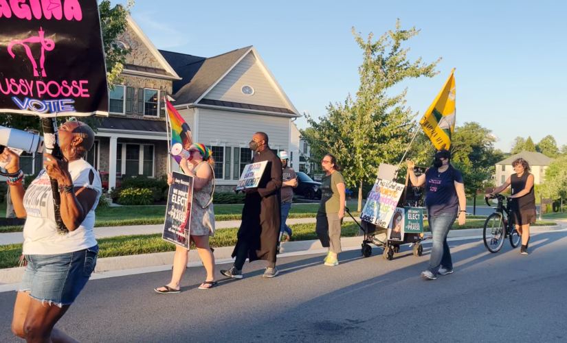 Pro-choice activists march outside home of Supreme Court Justice Amy Coney Barrett