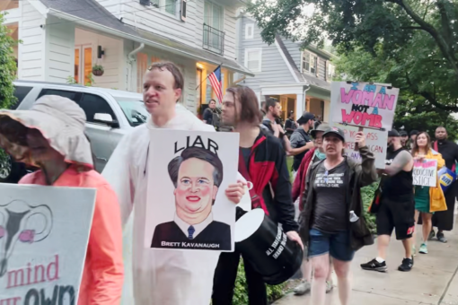 Pro-choice activists protest in front of Kavanaugh’s home after man arrested for threatening to kill him