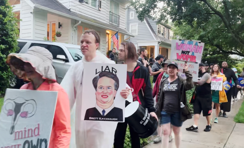 Pro-choice activists protest in front of Kavanaugh’s home after man arrested for threatening to kill him