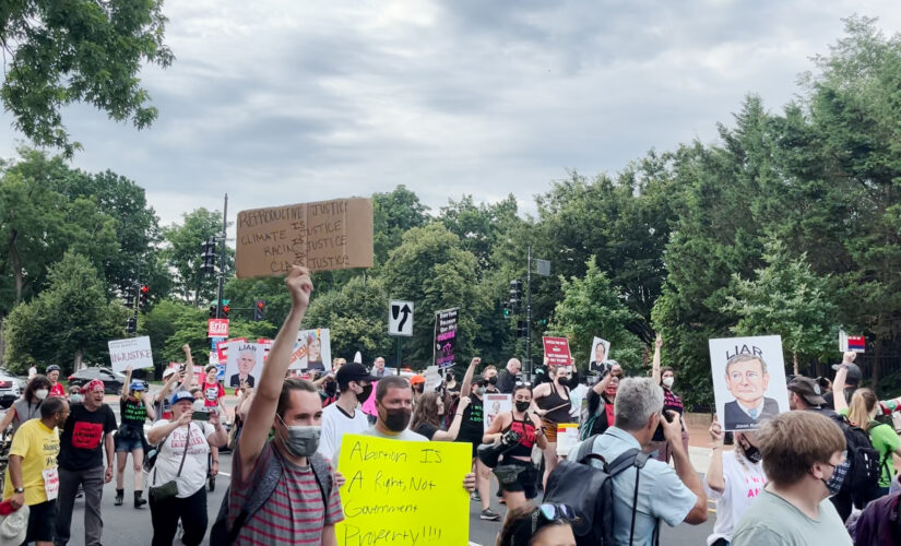 Intersections near Supreme Court blocked by pro-choice protesters as Roe decision closes in