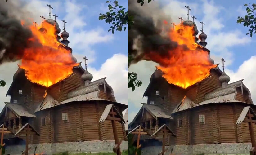 Historic Ukrainian monastery burns after Russian shelling, Zelenskyy says