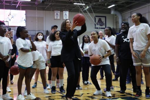 Kamala Harris’ office posts video of VP sinking basketball shot, leaves out her first 5 misses