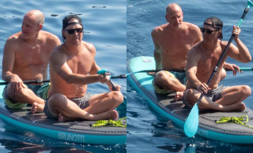 Matthew McConaughey and Woody Harrelson enjoy shirtless paddleboard ride on family vacation in Croatia