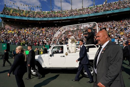 Pope Francis delivers homily at Mass at Canadian stadium
