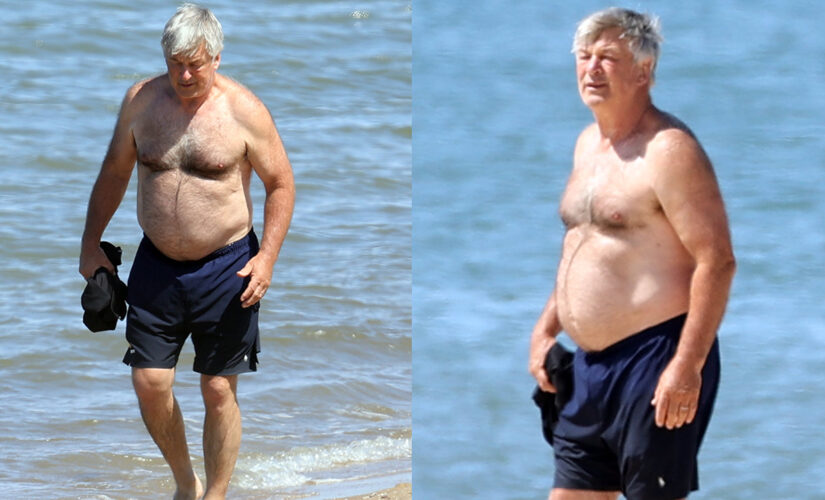 Alec Baldwin spotted shirtless on Hamptons beach after 10-year anniversary with pregnant wife Hilaria