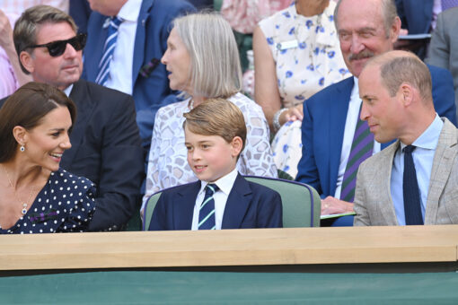 Prince George makes Wimbledon tennis debut in the Royal Box with the Duke and Duchess of Cambridge