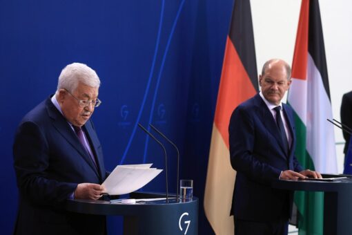 Outrage over German chancellor’s silence as Palestinian leader says Israel committed ’50 Holocausts’