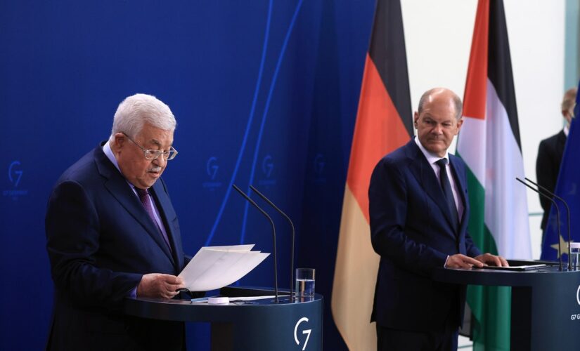 Outrage over German chancellor’s silence as Palestinian leader says Israel committed ’50 Holocausts’