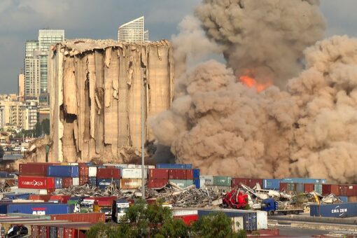 Section of Beirut grain silos damaged in 2020 Lebanon explosion collapses