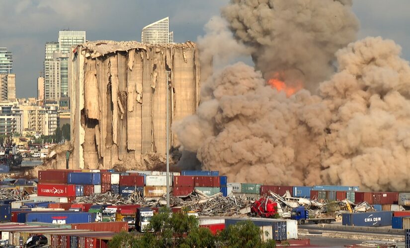 Section of Beirut grain silos damaged in 2020 Lebanon explosion collapses