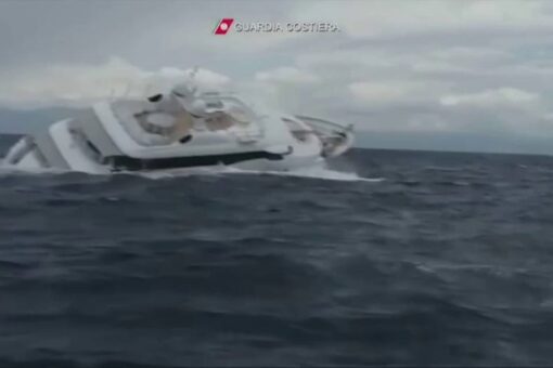 Superyacht sinking off Italian coast caught on video