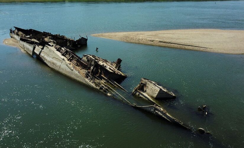 Sunken German World War II ships revealed with Danube River at record low