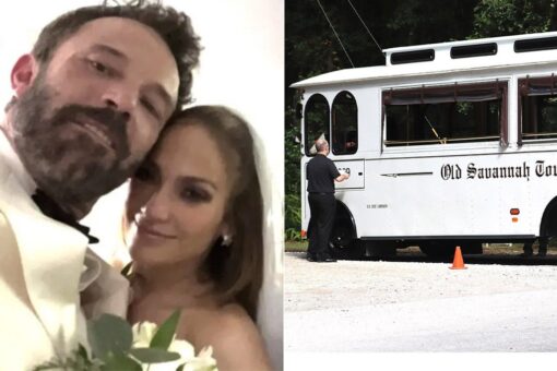Trams arrive at Ben Affleck, Jennifer Lopez’s wedding venue