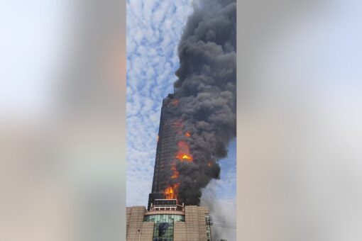 42-floor Chinese skyscraper engulfed in flames