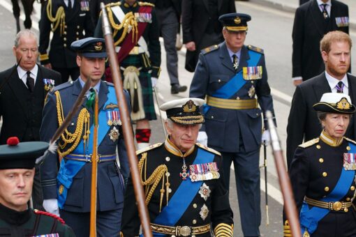 Queen Elizabeth II funeral: King Charles III leads procession into Westminster Abbey followed by royal family