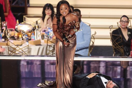 Quinta Brunson jokes she ‘might punch’ Jimmy Kimmel ‘in the face’ after stunt during her Emmys speech