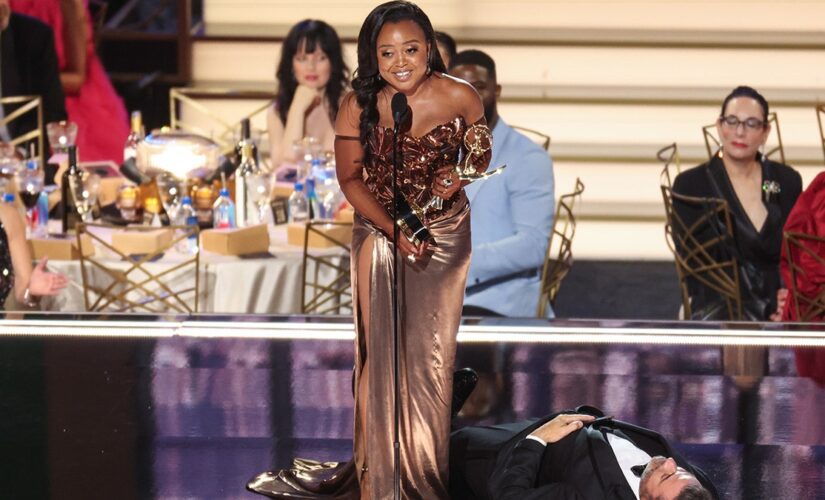 Quinta Brunson jokes she ‘might punch’ Jimmy Kimmel ‘in the face’ after stunt during her Emmys speech