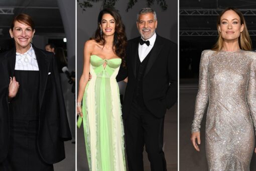 Julia Roberts honored, braless Olivia Wilde, and George and Amal Clooney’s date night: Academy Museum Gala