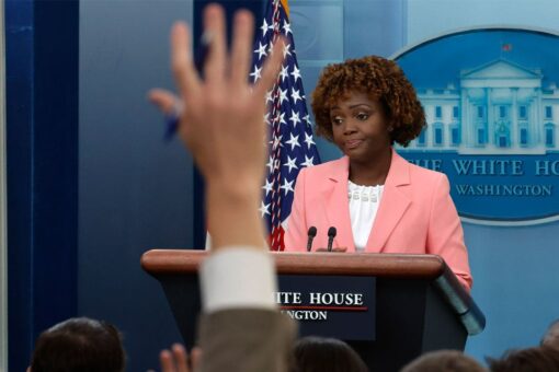 Months later, Jean-Pierre still playing dodgeball at White House briefing