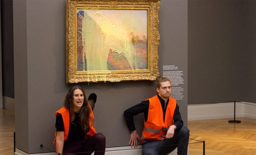 German climate change activists splash mashed potatoes on Monet painting