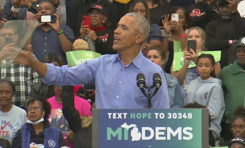 Obama interrupted by protester during Michigan rally: ‘Come on’