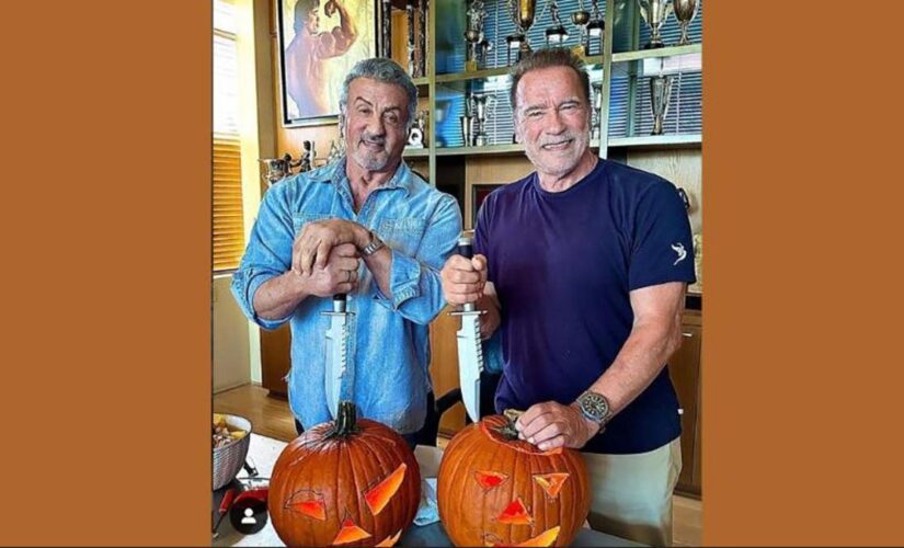 Arnold Schwarzenegger, Sylvester Stallone carve pumpkins for Halloween: ‘That’s what real ACTION guys do’