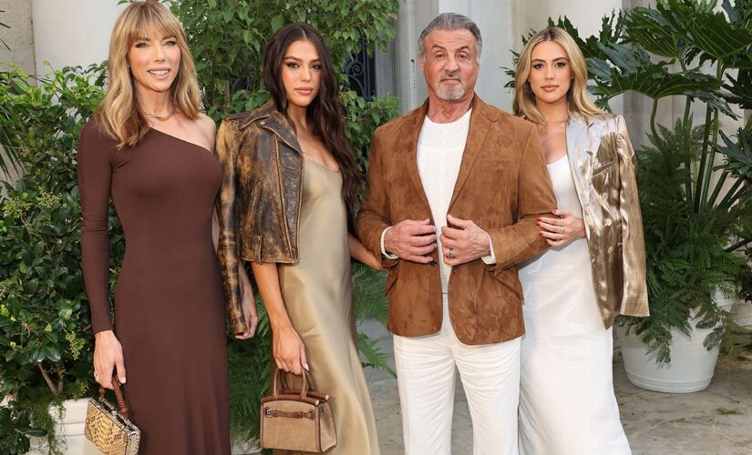 Sylvester Stallone, Jennifer Flavin are joined by their daughters for Ralph Lauren fashion show