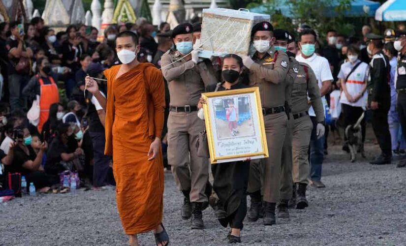 Children killed in Thai day care massacre prepared for funeral rites