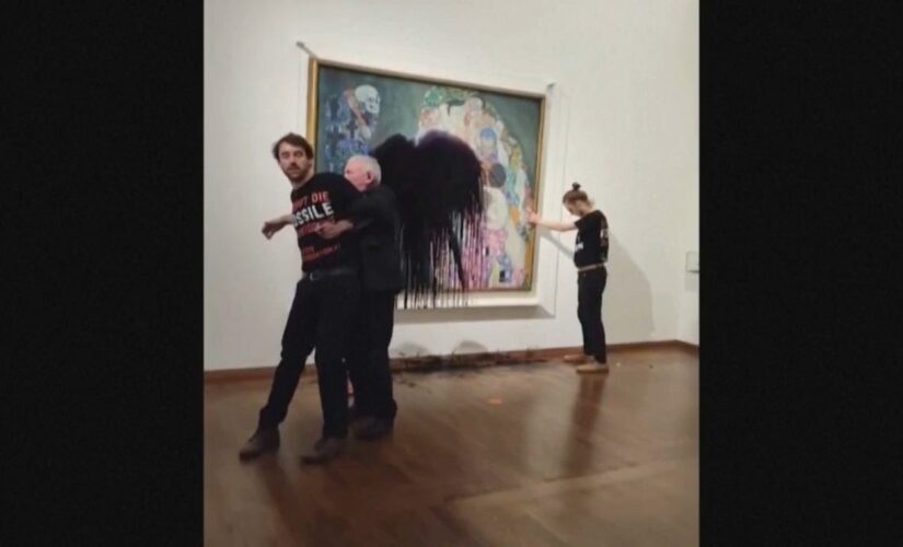 Environmentalists in Vienna deface Gustav Klimt’s 1915 ‘Death and Life’ painting with ‘black oily liquid’