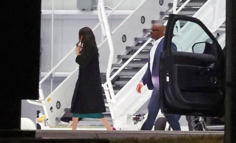 Environmental activist Meghan Markle seen boarding private jet following female empowerment event