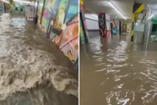 Video shows heavily flooded train station near Lisbon, Portugal as torrential rains leave 1 dead